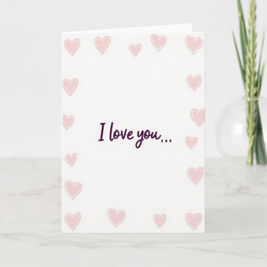 I Love You Hearts Handmade Card Kaart (Voorkant)