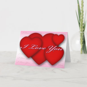 I Love You (hearts) Pink Feestdagen Kaart