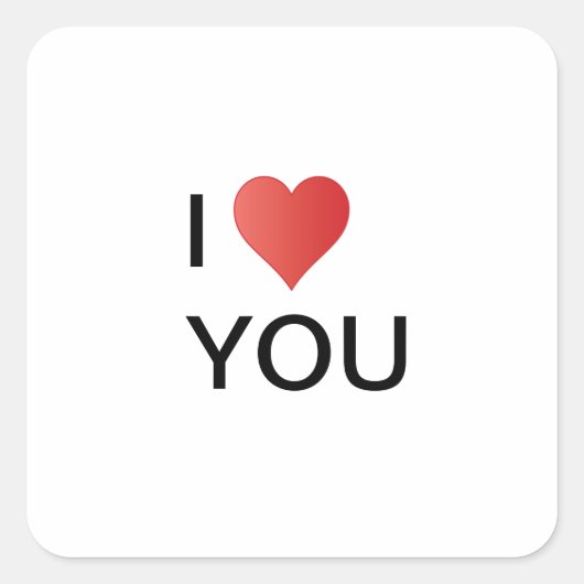I love YOU Herz Aufkleber Vierkante Sticker (Voorkant)