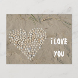 I LOVE YOU - Herz aus Muscheln am Strand Briefkaart