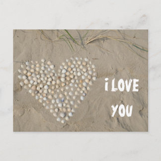 I LOVE YOU - Herz aus Muscheln am Strand Briefkaart