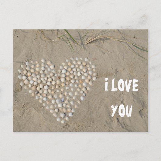 I LOVE YOU - Herz aus Muscheln am Strand Briefkaart (Voorkant)