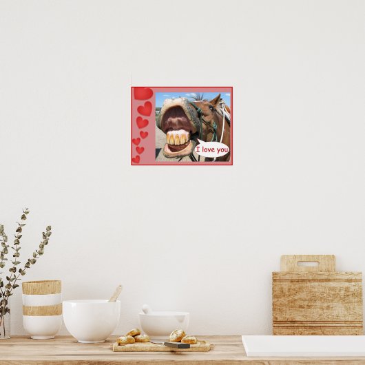 "I Love You" Horse Print Customizable (Keuken)