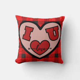 I Love You (I <3 U) Rood en Zwart Plaid Kussen