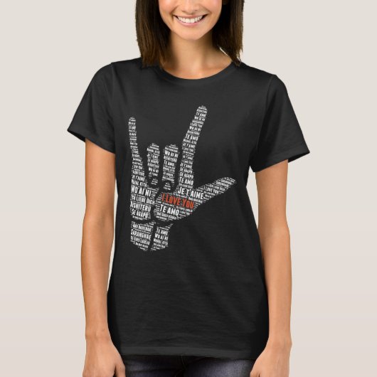 I Love You in Different Languages in Love Sign T-shirt (Voorkant)