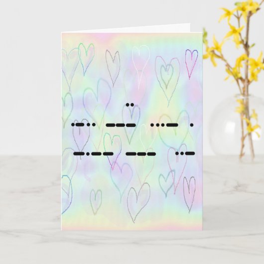 I Love You in morsecode Hartjes kaart - Aanpassen (Gele Bloem)