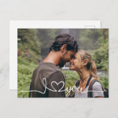 I Love You in White Script with Heart Custom Feestdagenkaart (Voorkant / Achterkant)
