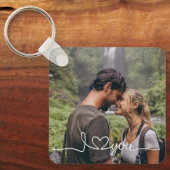 I Love You in White Script with Heart Custom Sleutelhanger (Voorkant)