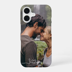 I Love You in witte script met hart aangepast iPhone 16 Hoesje