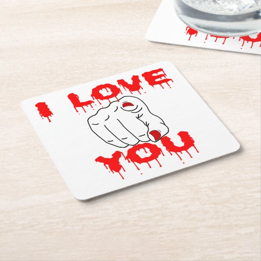I Love You Kartonnen Onderzetters (Schuin)