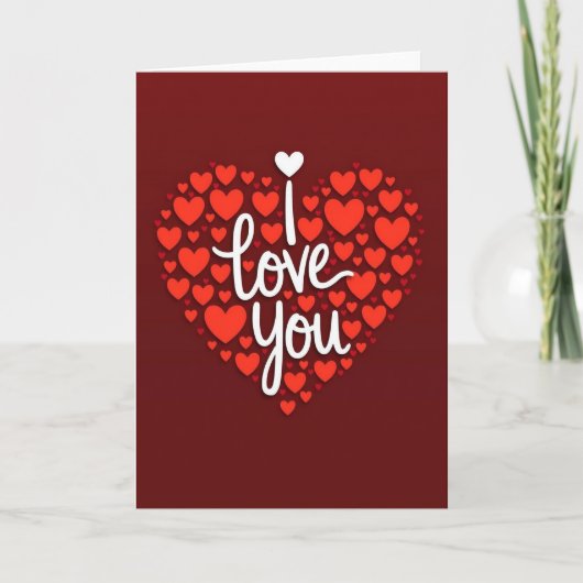 I Love You Layered Hearts Card Kaart (Voorkant)