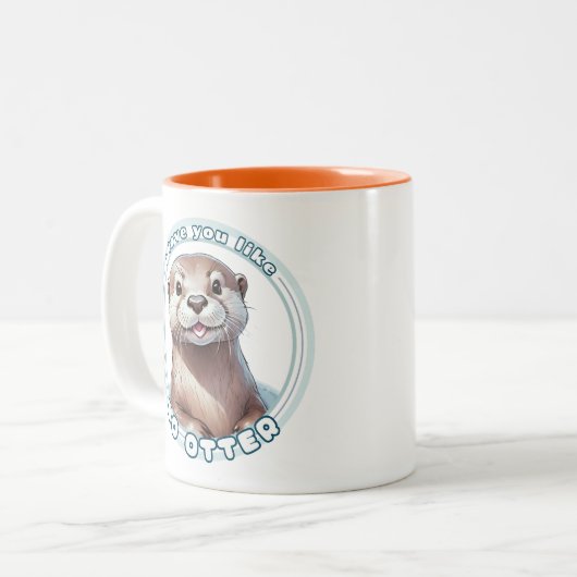 I Love You Like No Otter: Schattigee aquarelotter Tweekleurige Koffiemok (Voorkant links)