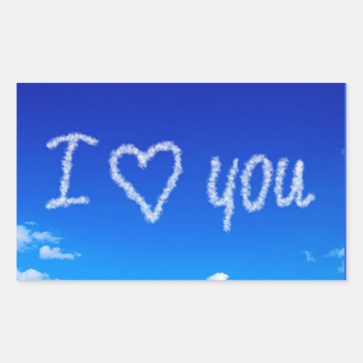 "I Love You" luchttekst Rechthoekige Sticker (Voorkant)