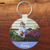 I Love You Mam Minimalistische Twee Foto Blauw Sleutelhanger (Achterkant)