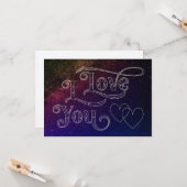 I Love You Modern Donker Hart Elegante Blauwe Ruim Kaart (Voorkant / Achterkant in situ)