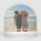 I Love You Modern Script Photo Sneeuwbol (Achterkant)