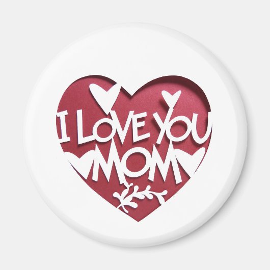 I LOVE YOU MOM 3D HEART MAGNETS MAGNEET (Voorkant)