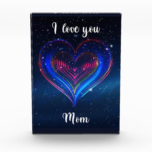 I love you Mom / Bloque de Acrílico Corazón Fotoblokken (Voorkant)