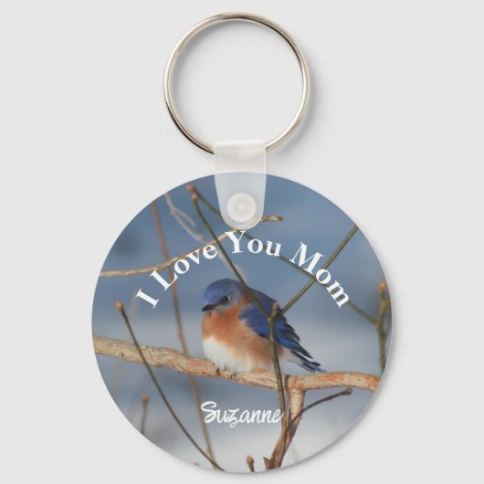 I Love You Mom Bluebird Personalized Sleutelhanger (Voorkant)