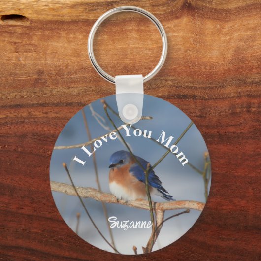 I Love You Mom Bluebird Personalized Sleutelhanger (Achterkant)
