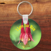 I Love You Mom Columbine Flower Sleutelhanger (Achterkant)