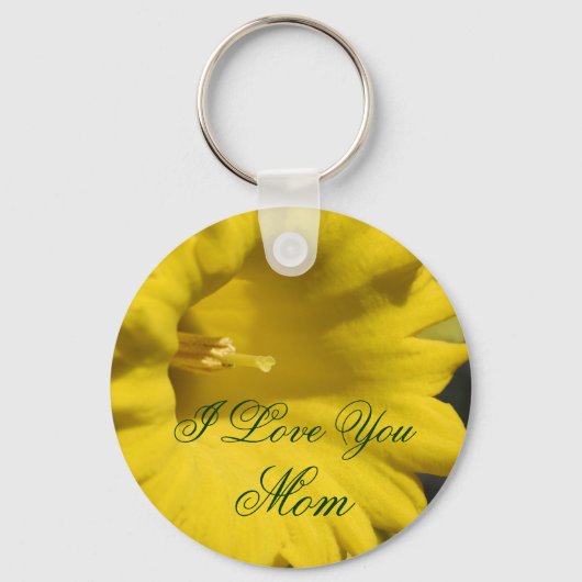 I Love You Mom Daffodil Flower  Sleutelhanger (Voorkant)