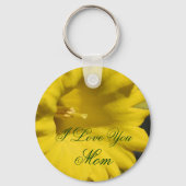 I Love You Mom Daffodil Flower  Sleutelhanger (Achterkant)