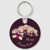 I Love You Mom Fancy Orchid Flowers Sleutelhanger (Voorkant)