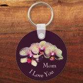 I Love You Mom Fancy Orchid Flowers  Sleutelhanger (Voorkant)