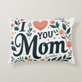 I Love You Mom - Floral Wreath Heart Accent Kussen