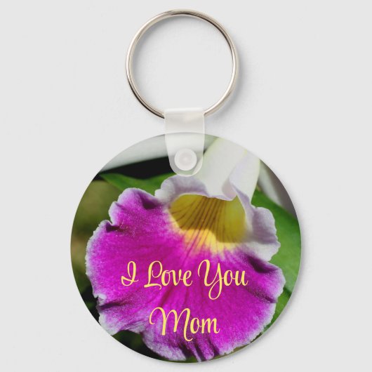 I Love You Mom Orchid Flower  Sleutelhanger (Voorkant)