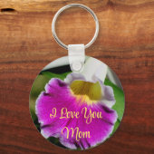 I Love You Mom Orchid Flower  Sleutelhanger (Voorkant)