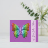 I Love You Mom Rainbow Butterfly voor Moederdag Briefkaart (Staand voorkant)