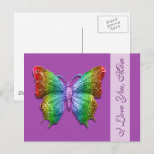 I Love You Mom Rainbow Butterfly voor Moederdag Briefkaart (Voorkant / Achterkant)
