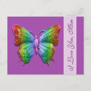 I Love You Mom Rainbow Butterfly voor Moederdag Briefkaart