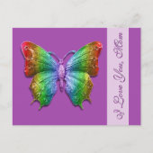I Love You Mom Rainbow Butterfly voor Moederdag Briefkaart (Voorkant)