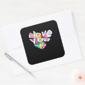 I Love You More Elegant Style  Vierkante Sticker (Envelop)