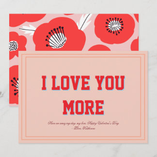I Love You More Floral Valentine Flat Design Feestdagenkaart