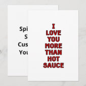 I Love You More Than Hot Sauce Funny Valentines Ca Feestdagenkaart (Voorkant / Achterkant)