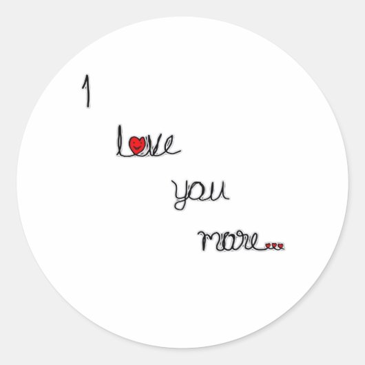 I Love You More With Red Hearts Romantic Design  Ronde Sticker (Voorkant)