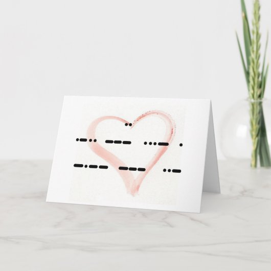 I Love You Morse Code met Waterverf Heart Kaart (Voorkant)