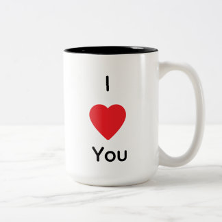 I Love You Mug – Simple Romantic Heart Design Tweekleurige Koffiemok