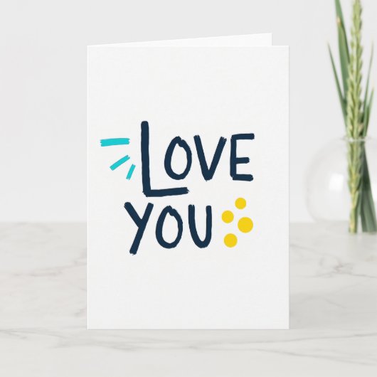 I Love You Navy Teal Art Card Kaart (Voorkant)