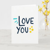 I Love You Navy Teal Art Card Kaart (Gele Bloem)