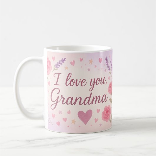 I Love You Oma Gift – Floral Gift Design Koffiemok (Links)