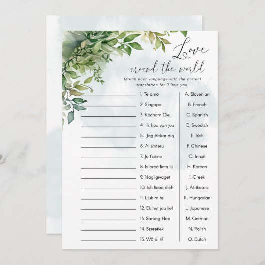 'I Love You' over de hele wereld baby shower spel Kaart (Voorkant / Achterkant)