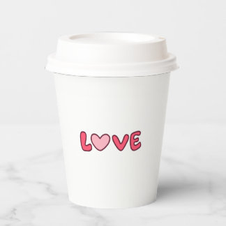 "I Love You" Papieren beker, Romantische wegwerpbe Bekers
