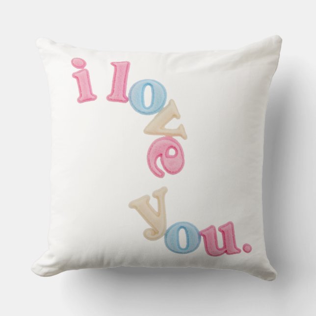 "i love you" Patch Art Pillow | Aesthetic Home Dec Kussen (Voorkant)