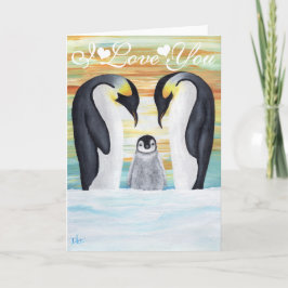 I Love You Penguin Family beroemd gemaakt door Bab Kaart