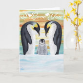 I Love You Penguin Family beroemd gemaakt door Bab Kaart (Gele Bloem)
